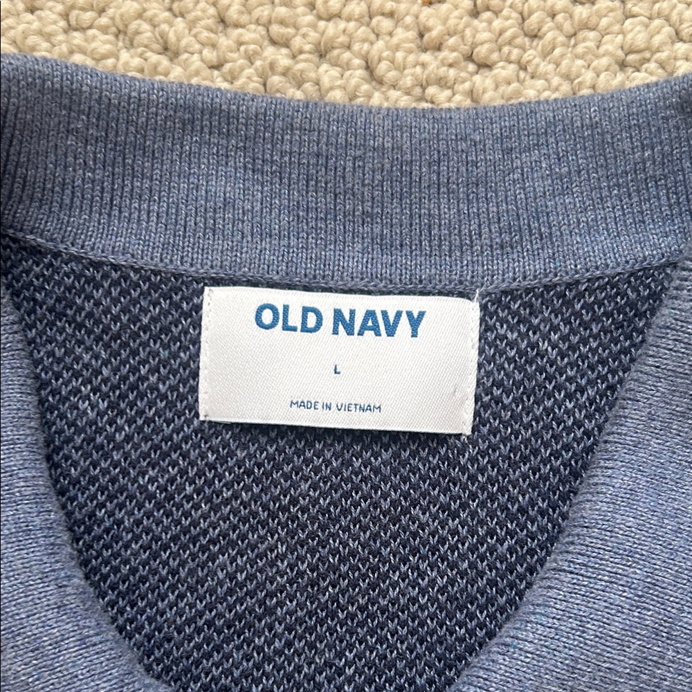 Old Navy Men's Dark Blue Textured Knit Polo - Picture 2 of 4